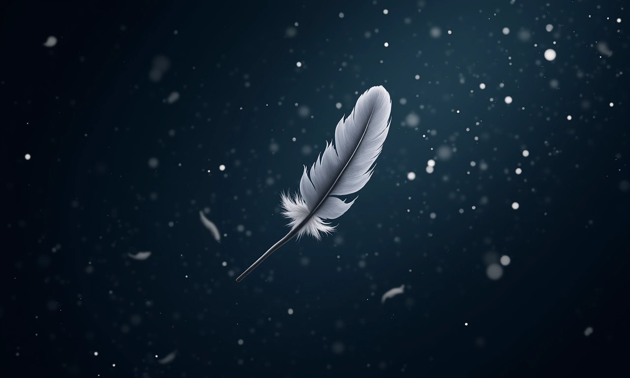 Feathers scattered across a dark, starlit sky, creating a sense of soaring and limitless possibility., photorealistic, 8k, highly detailed, cinematic lighting