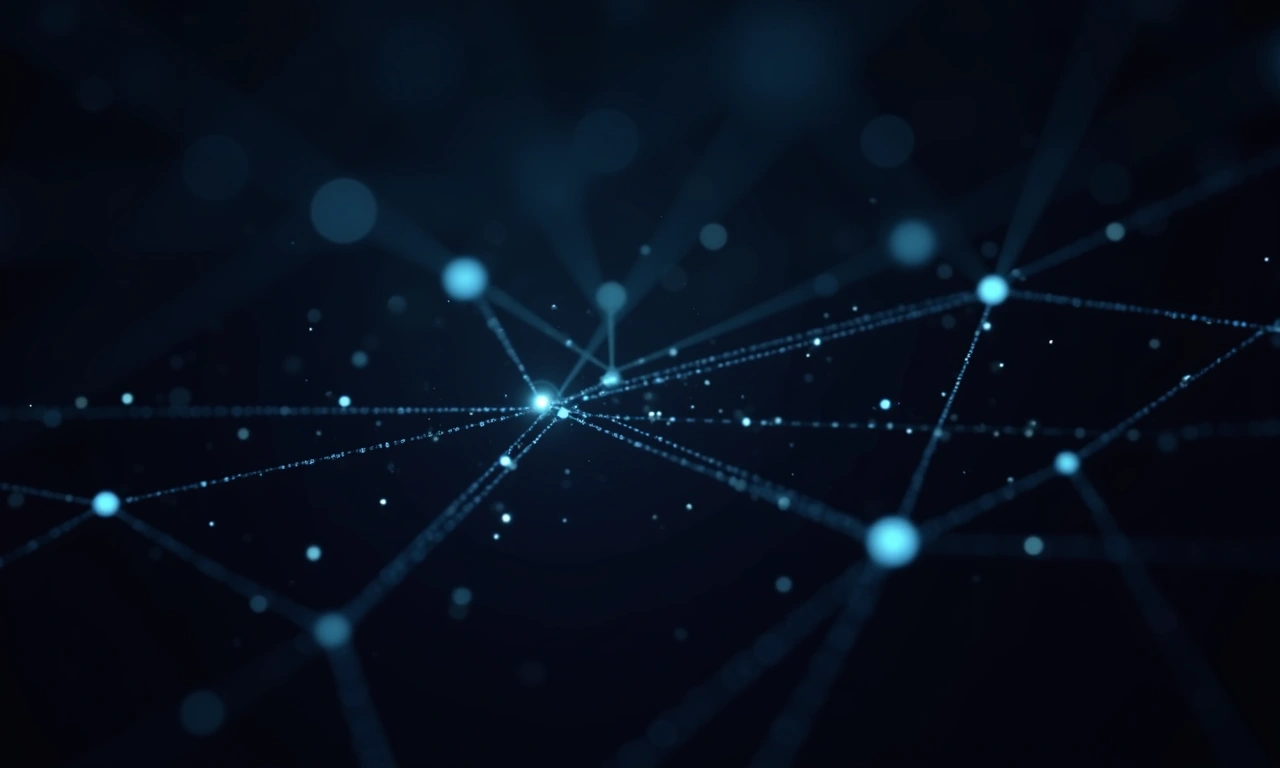 Abstract image representing connectivity. A network of interconnected nodes, glowing faintly against a dark background, symbolizing a telecommunications network., photorealistic, 8k, highly detailed, cinematic lighting