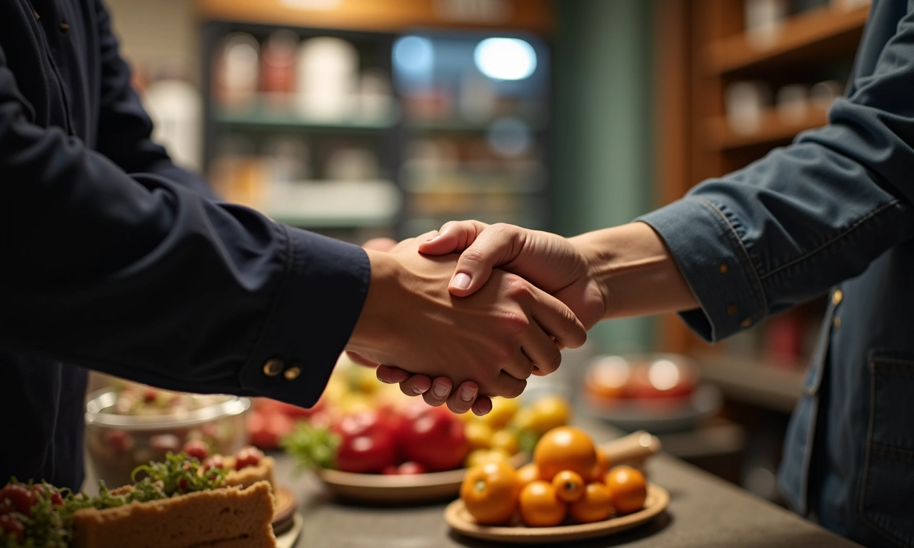 Hands exchanging goods over a counter in a small retail shop, showing a sense of commerce and interaction between cultures, selective focus., photorealistic, 8k, highly detailed, cinematic lighting