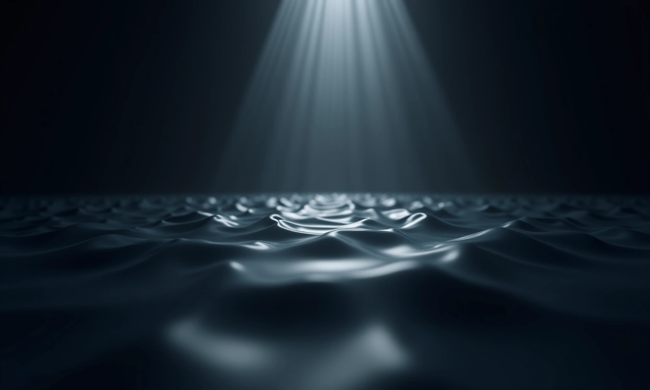 Abstract view of sound waves in a dark room, with a single beam of soft light filtering through, creating a sense of peace and resolution., photorealistic, 8k, highly detailed, cinematic lighting