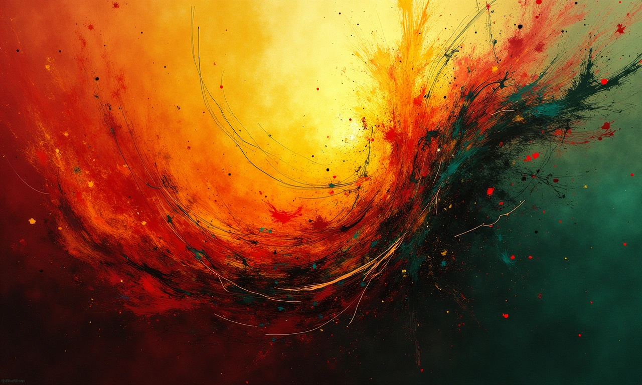 Abstract image representing the fusion of reggae, hip-hop, and Creole musical influences, depicted through swirling colors and textures, creating a sense of dynamic energy., photorealistic, 8k, highly detailed, cinematic lighting