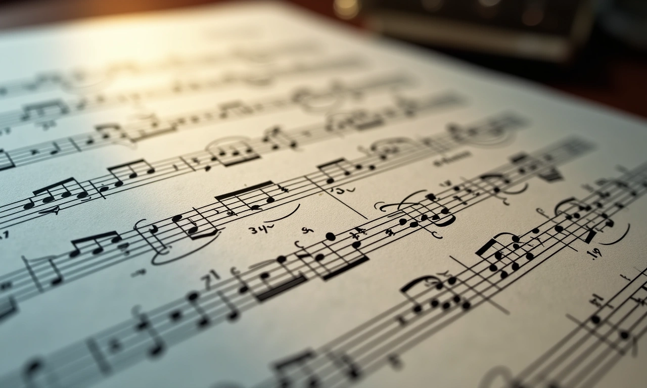 An image of sheet music with complex jazz notations, highlighting musical symbols and chord progressions, representing formal jazz instruction. Focus on the details of the musical score to capture the essence of studying jazz music., photorealistic, 8k, highly detailed, cinematic lighting