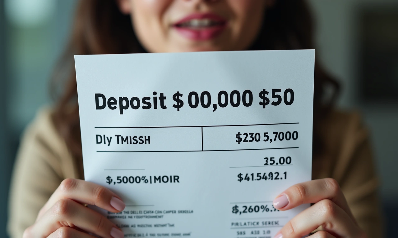 A close-up of a hand holding a bank statement showing a large, unexpected deposit amount, with a look of stunned disbelief., photorealistic, 8k, highly detailed, cinematic lighting