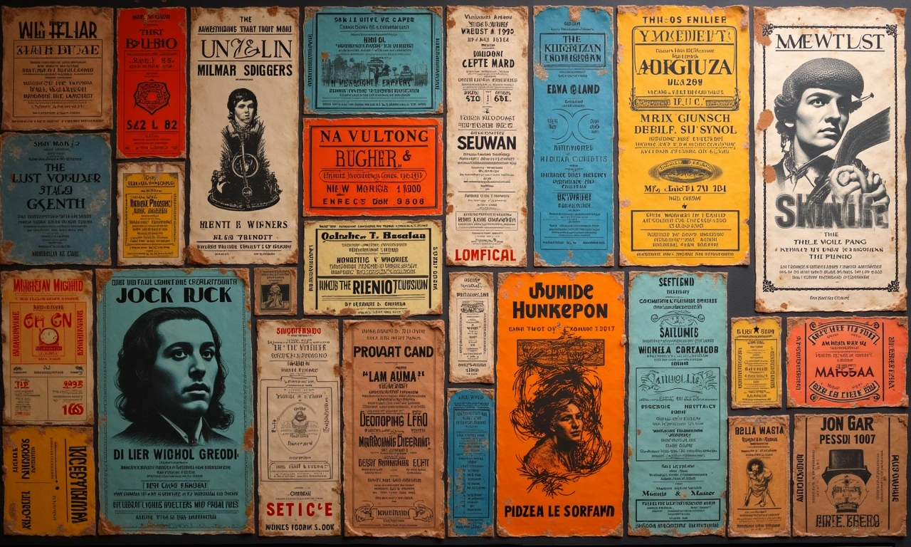 A collage of vintage concert tickets and posters from various countries, symbolizing the international reach of music and artistic contributions., photorealistic, 8k, highly detailed, cinematic lighting